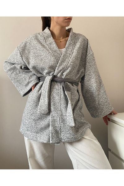 ki-nua studio Gray Velvet Unisex Oversize Kimono