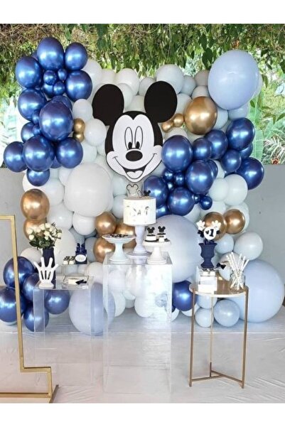 party mix Mavi Gold Balon Zinciri 65'li Doğum Günü Sünnet Baby Shower Balon Z...