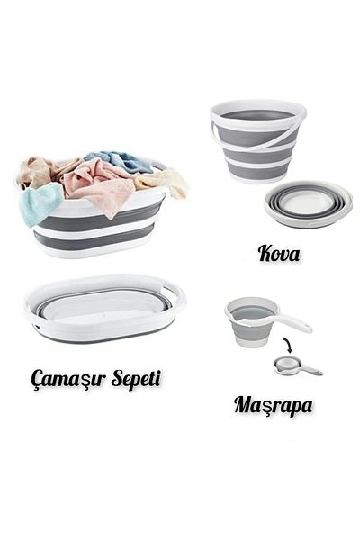 YOGH MEGA BOY Folding Bathroom Kitchen Set Folding Laundry Basket Folding Bucket Mug Set of 3