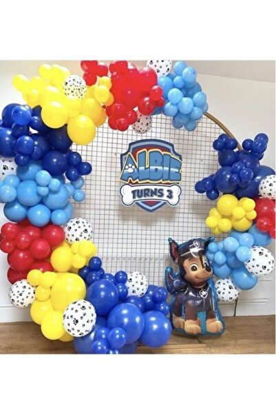 party mix Paw Patrol Doğum Günü Konsepti Balon Zincir Set 65'li ve Folyo Balon
