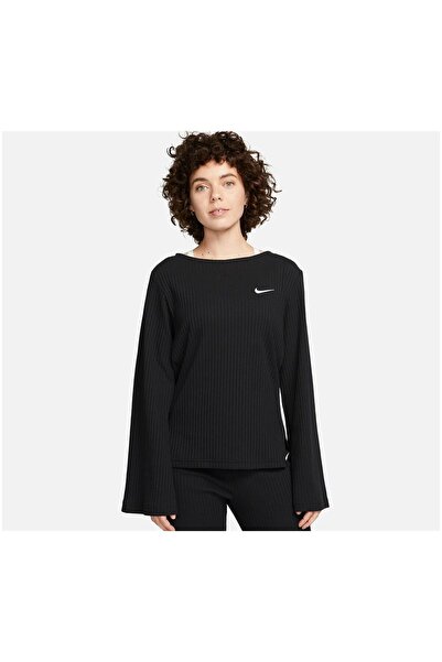 Nike Sportswear Fitilli Jarse Siyah Uzun Kollu Kadın Üst