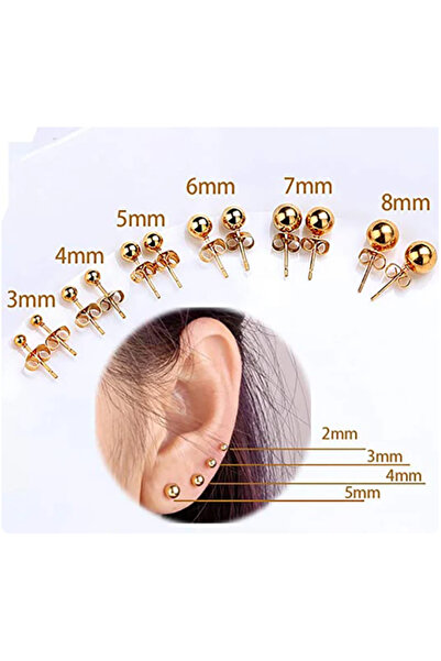 Takıparkxs TAKIPARKXS 3 Çift Antialerjik Unisex Gold Top Küpe Seti