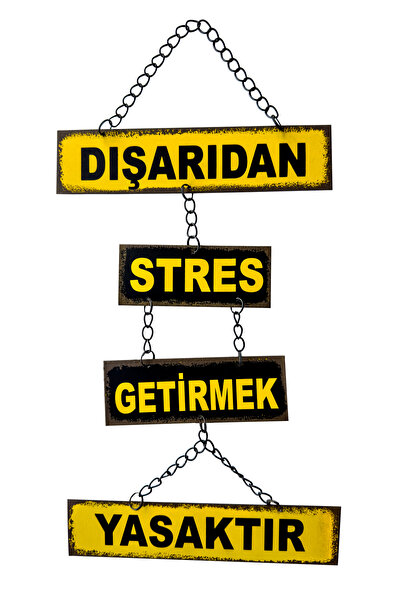 CARMA CONCEPT DIŞARIDAN STRES GETİRMEK YASAKTIR,ZİNCİRLİ RETRO,METAL DUVAR DE...
