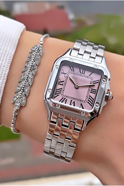 Ferrucci Marka Gümüş Renk Çelik Kordon 2 Yıl Garantili Kadın Kol Saati - Bileklik
