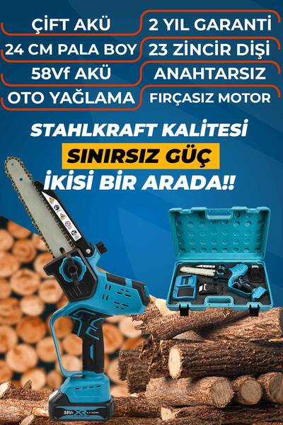 STAHLKRAFT Sth 6324 58vf Dijital Kömürsüz Oto. Yağlı 20cm Pala Akülü Dal Buda...