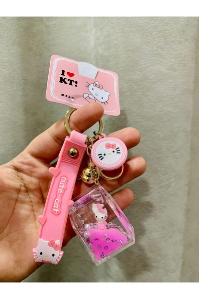 FG KONNİCHİWA HELLO KİTTY lüx içi sulu anahtarlık pembe hello kitty mavi içi ...