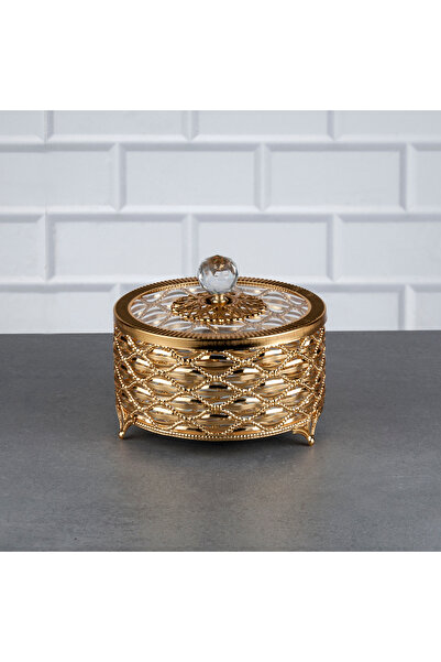 Genel Markalar Nil Yuvarlak Kapaklı Aynalı Yüksek Şekerlik ( 15 CM ) Altın Ba...