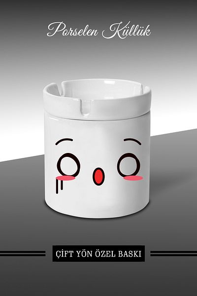 yhfoto Τασάκι με σχέδιο Emoji Face Expression D4 - Πορσελάνινο τασάκι - Επιτραπέζιο τασάκι