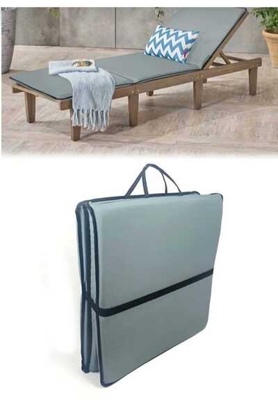 Mor Minder Kamp Yatağı Çadır Yatağı Şezlong Minderi 170x52x4 Cm Işbir Gri Sün...