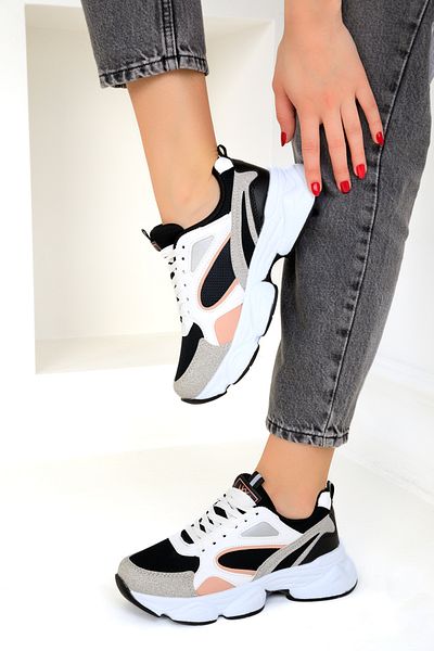 SOHO Grau-Schwarz-Puder Damen-Sneaker 17226