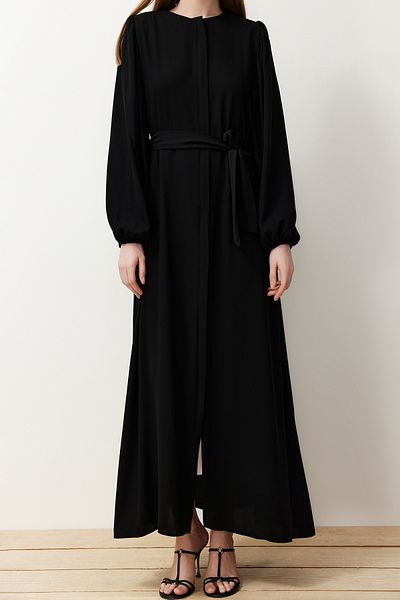 Trendyol Modest Černá čepice Mevlana s balonovým rukávem - Detailní zip Ferace TCTSS24KF00030