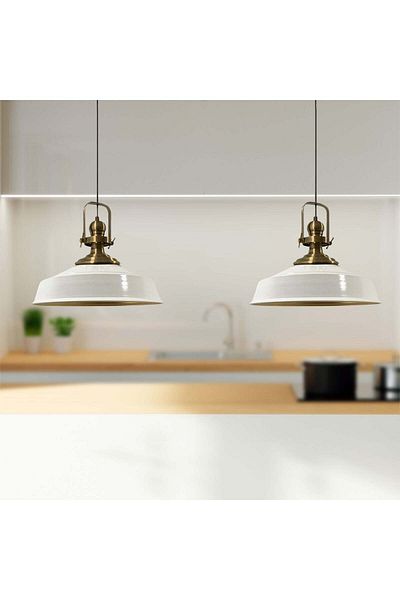 Bamyum Pendelleuchte Asletl, 2-flammig Metall 41 cm, Weiß Lampe