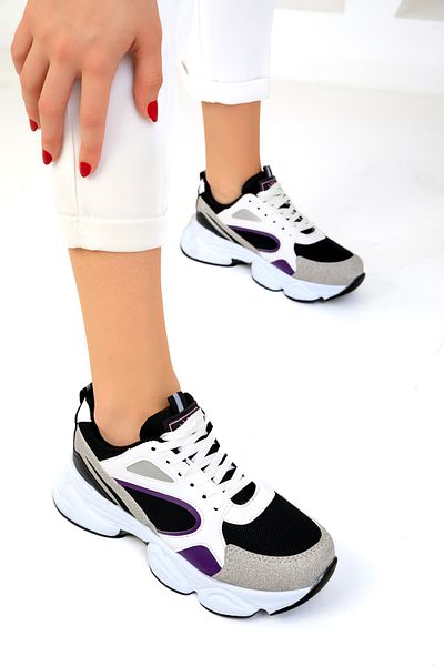 SOHO Grau-Schwarz-Lila Damen-Sneaker 17226