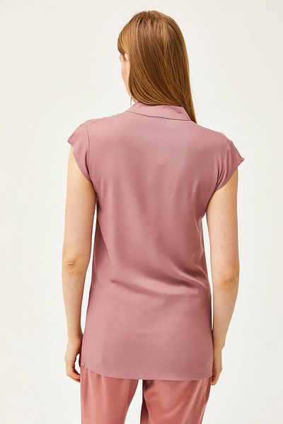 Olalook Női Dusty Rose V nyakú 4 gombos viszkóz blúz BLZ-19000279