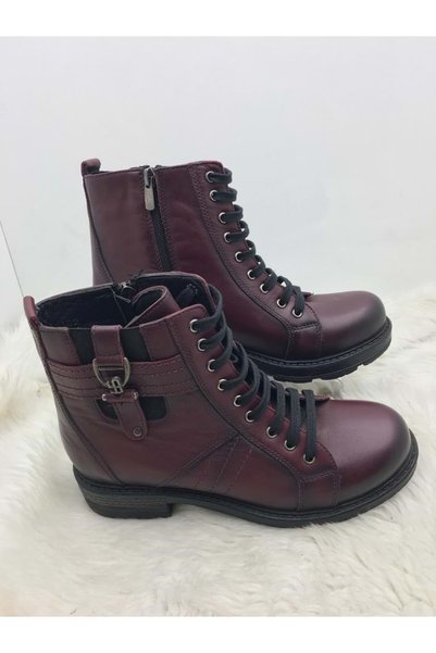 ÇİĞDEM KUNDURA Çiğdem Bordo Gerçek Deri Kısa Postal Bot (LDYWST B1A) - Bordo ...