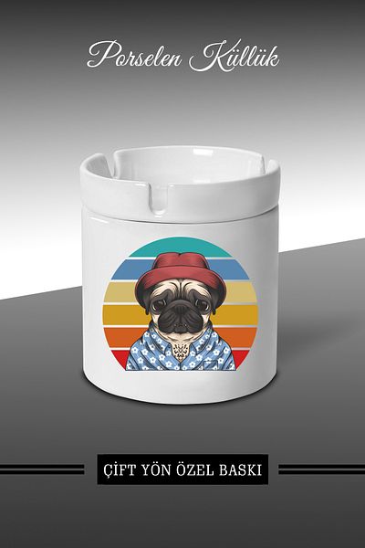 yhfoto Τασάκι Rainbow Dog Design - Πορσελάνινο Τασάκι - Επιτραπέζιο τασάκι