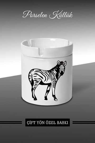 yhfoto Τασάκι Zebra Drawing Black Design - Τασάκι πορσελάνης - Επιτραπέζιο τασάκι