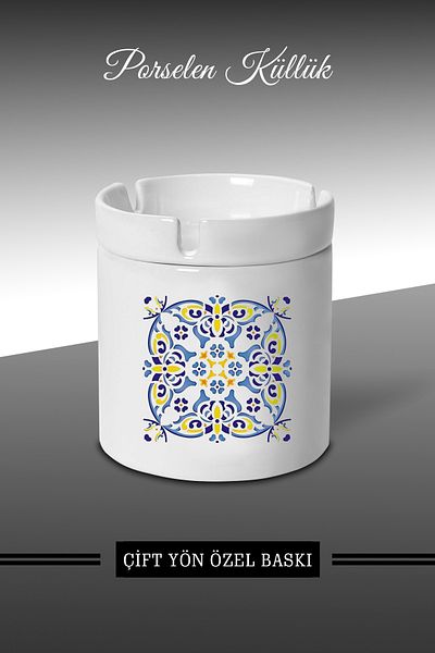 yhfoto Scrumieră cu design Tile - Scrumieră din porțelan - Scrumieră