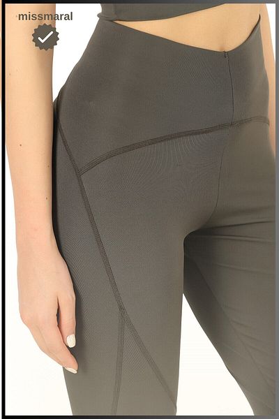 missmaral Ψηλόμεσο Slim Fit κολάν - Χακί Λύκρα, Λεπτομέρεια Flatlock Stittching, Oslo 1090