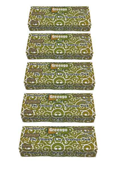 Greengo 5 Adet %100 Orijinal Greengo 1/4 Zıvanalı Tepsili Sigara Kağıdı(5x50)