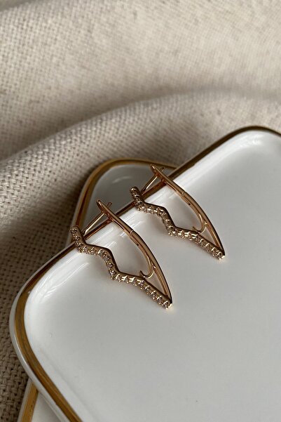 fuya design أقراط من الفولاذ البرق مرصعة بالأحجار