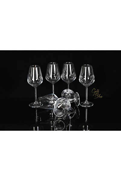 Paşabahçe 6lı Gerçek PLATİN Yaldızlı Kadeh Bardağı