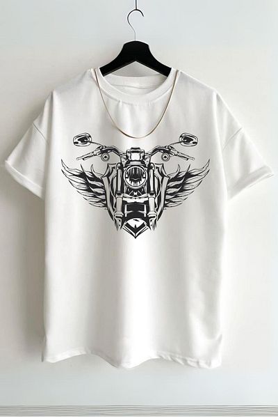 AMMA Μπλουζάκι Unisex White Biker Motor Printed Trend Κοντό μανίκι 100% βαμβάκι