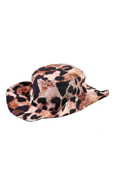 lees istanbul Leopar Desenli Kovboy Şapka