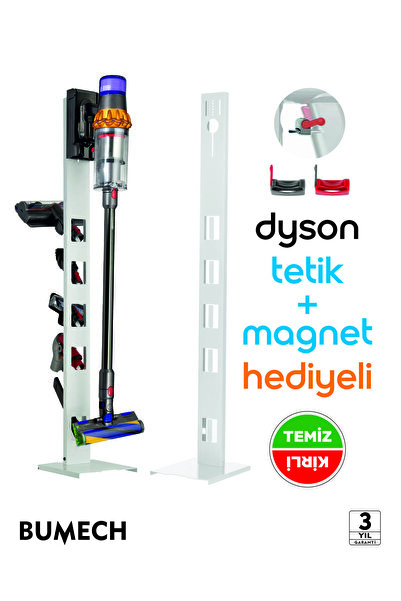 Bumech Dyson Uyumlu Şarjlı Süpürge Standı Beyaz Renk Kare Taban