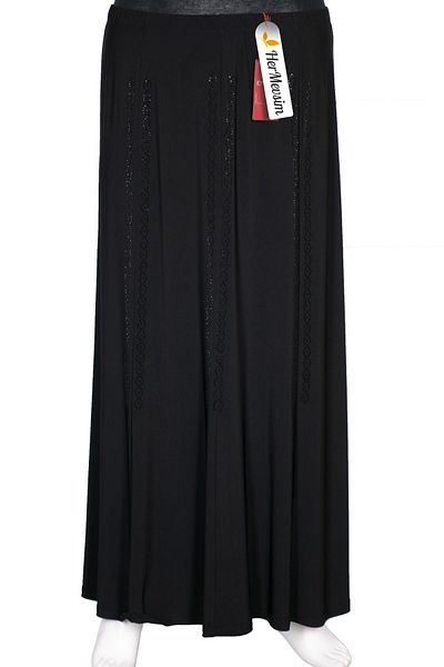 HESNA Women's Joy Plus Size 8 Piece Black Skirt with Sandy Stones