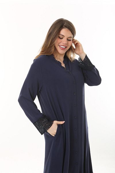 New Shine Shine Women's Büşra Large Size Flounce Pocket Viscose Sapphire Dress