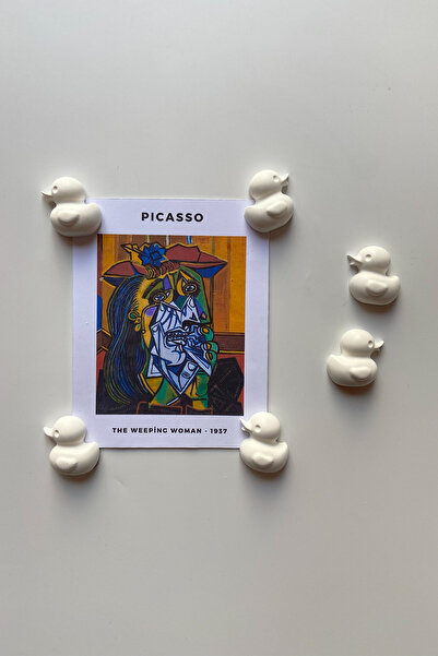 sin istanbul 6'lı Ördek Buzdolabı Magneti Beyaz