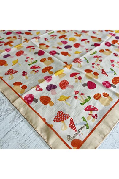 başörtü dükkanı Kids Krem Mantar Desen Eşarp