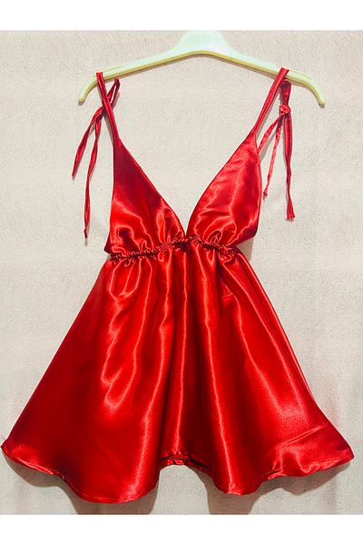 DUSK Low-cut Silk Satin Nightgown