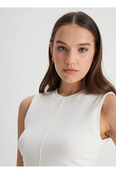 Lee Crew Neck Off-White Women's T-Shirt L241628102-Sleeveless T-shirt