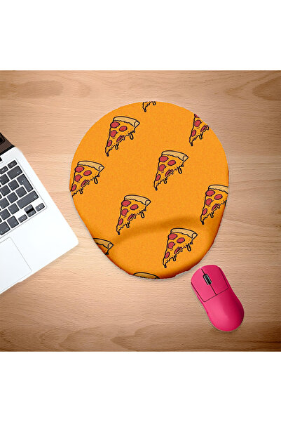 UcuruStore Μικροσκοπικό Πορτοκαλί Πίτσας Mouse Pad με Στήριγμα Καρπού