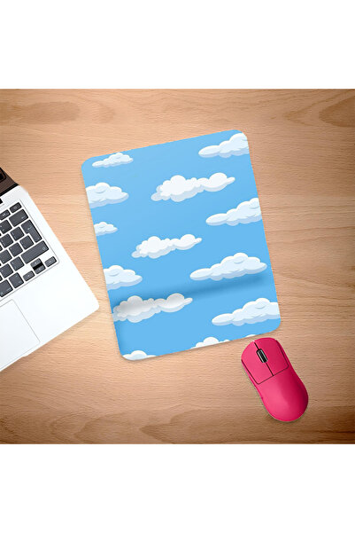 UcuruStore Pad pentru mouse White Clouds cu suport pentru încheietura mâinii