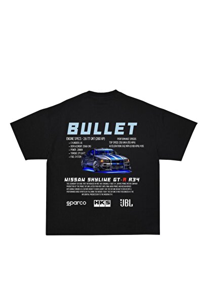 FULL TOLERANCE Μπλουζάκι Nissan Skyline GTR R-34(Bullet) Μαύρο Oversize