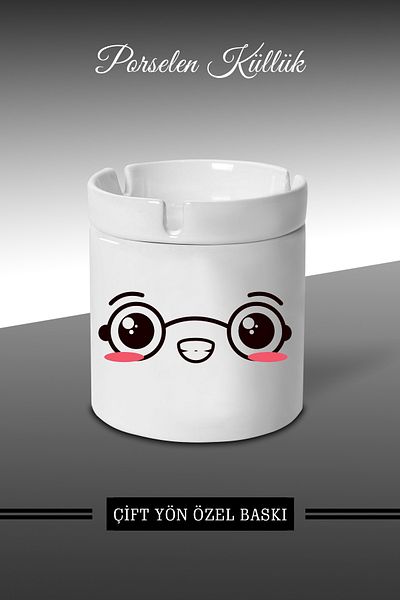 Bytwo Τασάκι C9 με σχέδιο Emoji Face Expression - Πορσελάνινο τασάκι - Επιτραπέζιο τασάκι *külbytX312