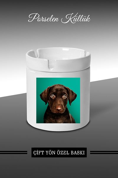 Bytwo Τασάκι με σχέδιο Confused Dog - Πορσελάνινο τασάκι - Επιτραπέζιο τασάκι *külbytX260