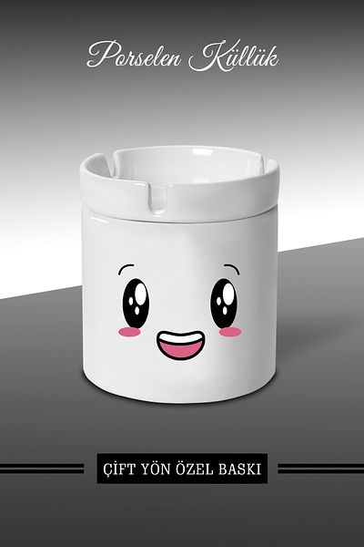 Bytwo Τασάκι με σχέδιο Emoji Face Expression A5 - Πορσελάνινο τασάκι - Επιτραπέζιο τασάκι *külbytX288
