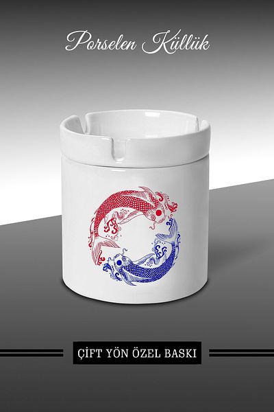 Bytwo Yinyang Fish Design Τασάκι - Πορσελάνινο Τασάκι - Επιτραπέζιο Τασάκι *külbytX63