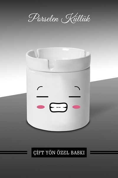 Bytwo Τασάκι με σχέδιο Emoji Face Expression B3- Πορσελάνινο τασάκι - Επιτραπέζιο τασάκι *külbytX296