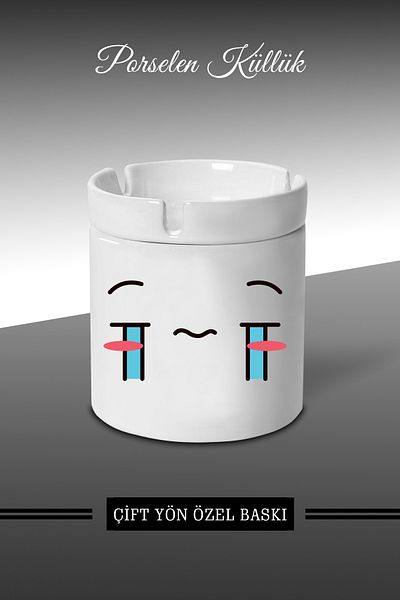 Bytwo Τασάκι με σχέδιο Emoji Face Expression D5 - Πορσελάνινο τασάκι - Επιτραπέζιο τασάκι *külbytX318