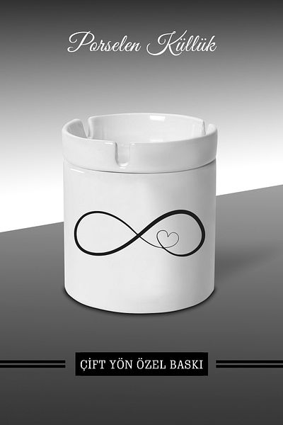 Bytwo Τασάκι Infinity Heart Design - Τασάκι πορσελάνης - Επιτραπέζιο τασάκι *külbytX356
