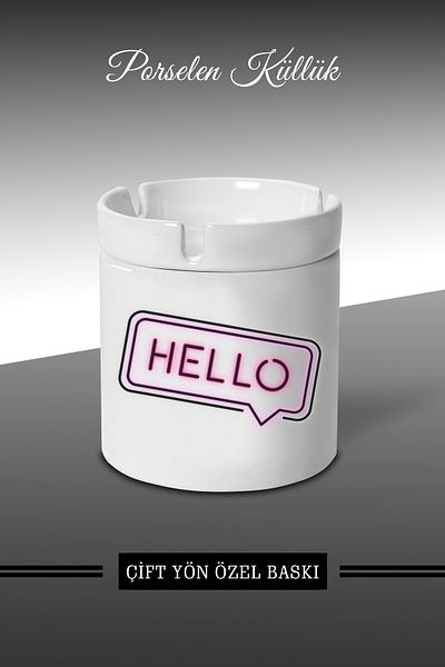 Bytwo Hello Neon Design Τασάκι - Πορσελάνινο Τασάκι - Επιτραπέζιο τασάκι *külbytX323