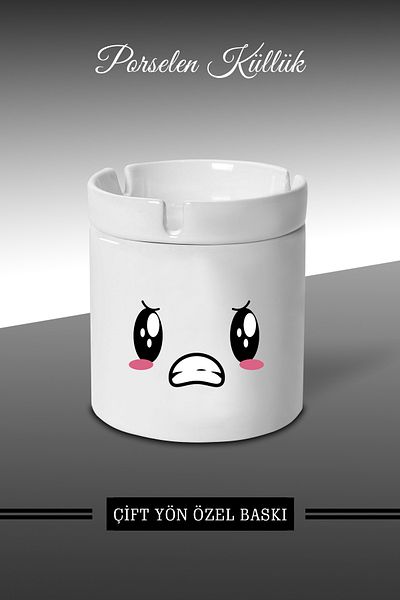 Bytwo Τασάκι με σχέδιο Emoji Face Expression A8 - Πορσελάνινο τασάκι - Επιτραπέζιο τασάκι *külbytX291