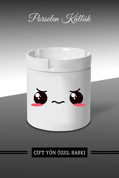 Bytwo Τασάκι C7 με σχέδιο Emoji Face Expression - Πορσελάνινο τασάκι - Επιτραπέζιο τασάκι *külbytX310