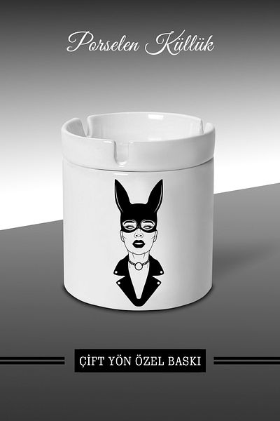 Bytwo Γυναικείο Σχέδιο Τασάκι Rabbit - Πορσελάνινο Τασάκι - Επιτραπέζιο Τασάκι *külbytX91