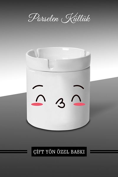 bymat Scrumieră cu design Emoji Face Expression C5 - Scrumieră din porțelan - Scrumieră *külbymX308